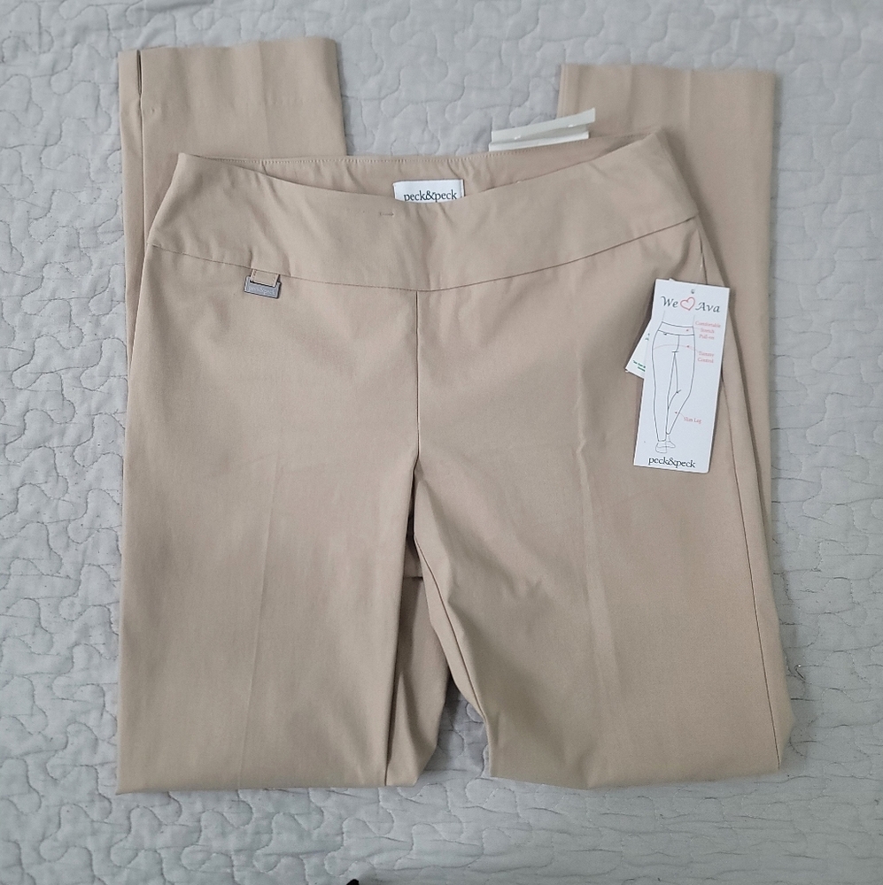 Peck & Peck Women's Tan Straight Leg Pants